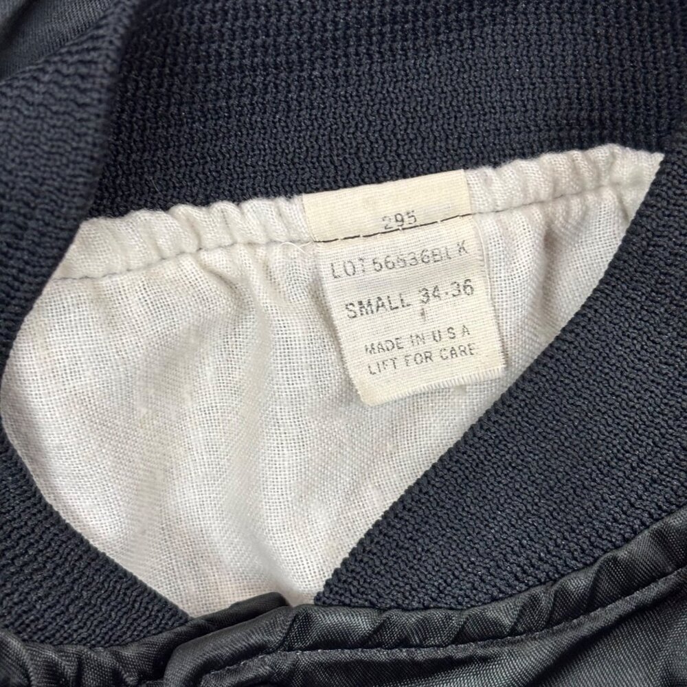 Vintage 80s Satin Bomber Women's Small Grandma VI Lettered Black Button Up Jacke - Picture 7 of 11